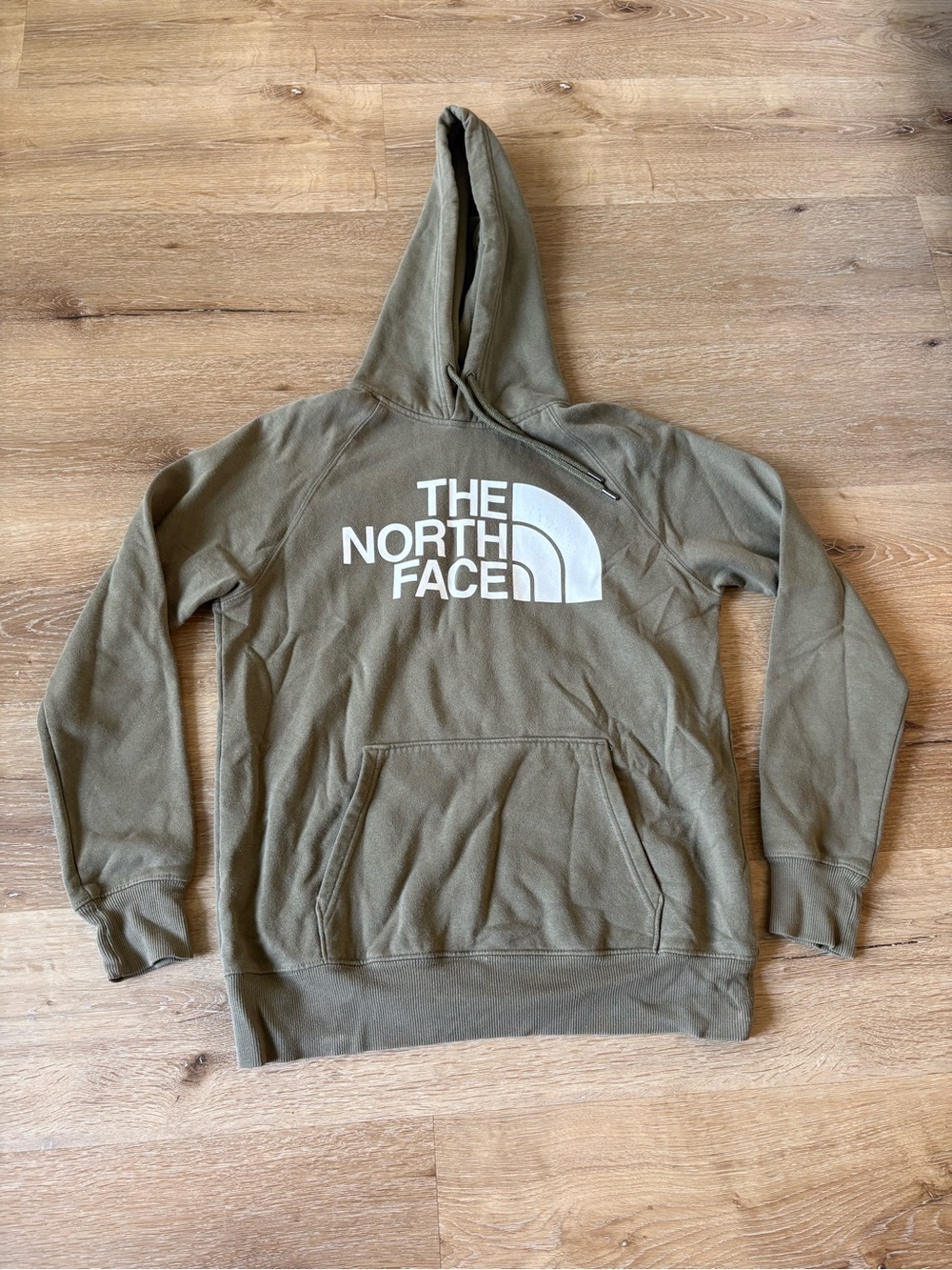 The North Face Olive Pullover Hoodie with White Logo